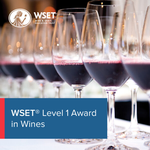 Glasses of red wine with text WSET Level 1 Award in Wines